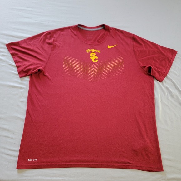 USC Trojans Shirt Mens 2XL Red Gold NCAA Football Dri Fit Nike Athletic Tee - Picture 2 of 5